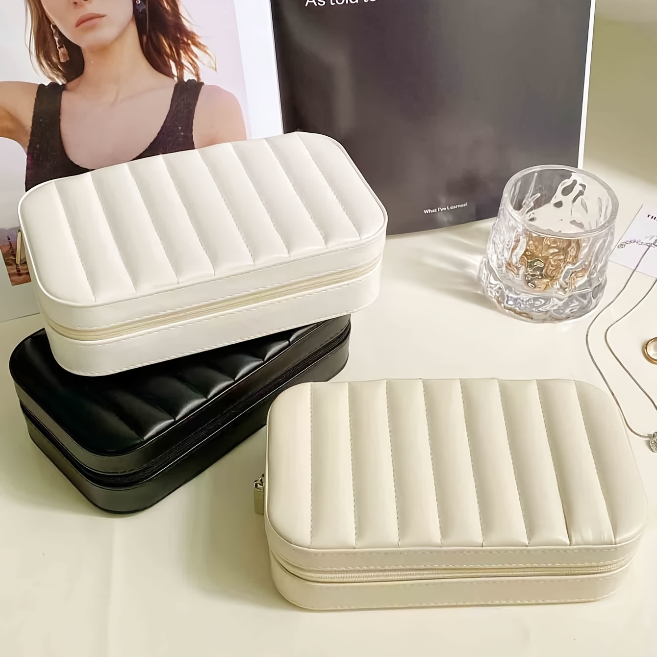 Striped Black and White Jewelry Storage Box